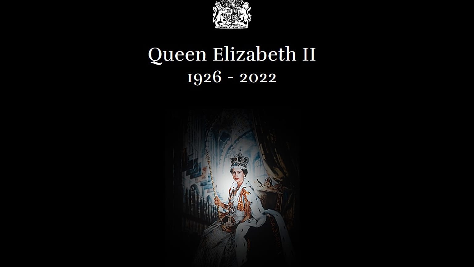 Imágen del anuncio del fallecimiento de Isabel II en la página web del palacio de Buckingham