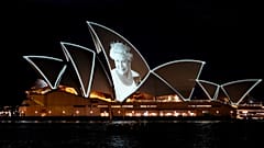An image of Queen Elizabeth II is projected onto the Sydney Opera House, Australia