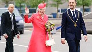 Denmark's Queen Margrethe walks together with Aarhus Mayor, Jacob Bundsgaard, upon her her arrival to the harbour of Aarhus, Denmark, Friday, 3 June 2022. 