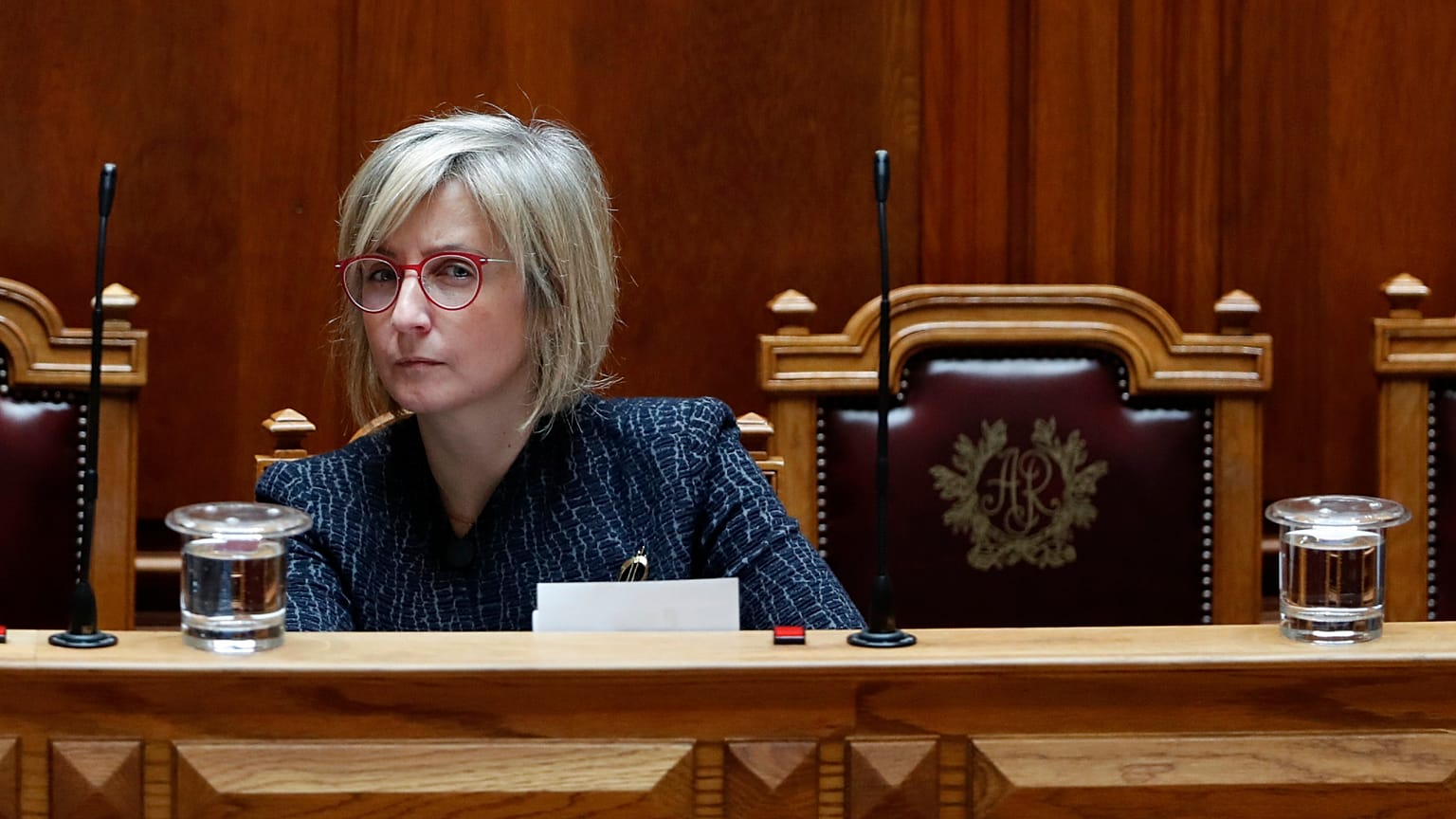 Marta Temido na Assembleia da República em abril de 2020