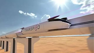 1000 km hızla seyahat edebileceği ileri sürülen Fluxjet vakumlu tüp trenlerinin bir çizimi