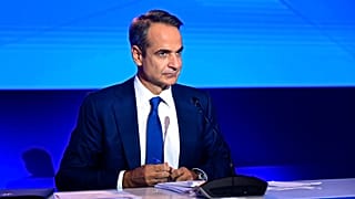 Ο Έλληνας πρωθυπουργός Κυριάκος Μητσοτάκης από τη συνέντευξή τύπου στη ΔΕΘ