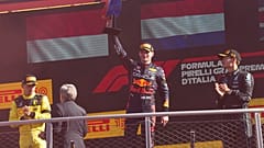 Podio a Monza: vince Verstappen, davanti a Leclerc e Russell. (11.9.2022)