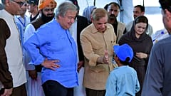 UN Secretary-General António Guterres with Pakistan Prime Minister Shahbaz Sharif