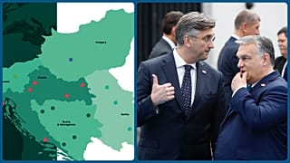 A Fortenova disztribúciós központjai a térségben, jobbra Andrej Plenković és Orbán Viktor találkozója Portugáliában, 2020-ban