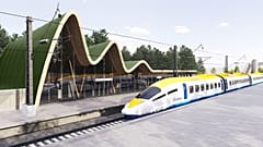 Artist's impression of a future station along the Rail Baltica route.