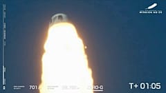This image provided by Blue Origin shows a rocket after a launch failure on Monday, Sept. 12, 2022.