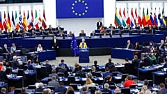 Πανοραμική άποψη του Ευρωπαϊκού Κοινοβουλίου την ώρα της ομιλίας της προέδρου της Κομισιόν Ούρσουλα φον ντερ Λάιεν
