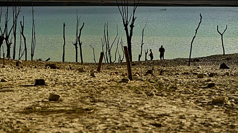 Yesa's reservoir affected by drought, northern Spain