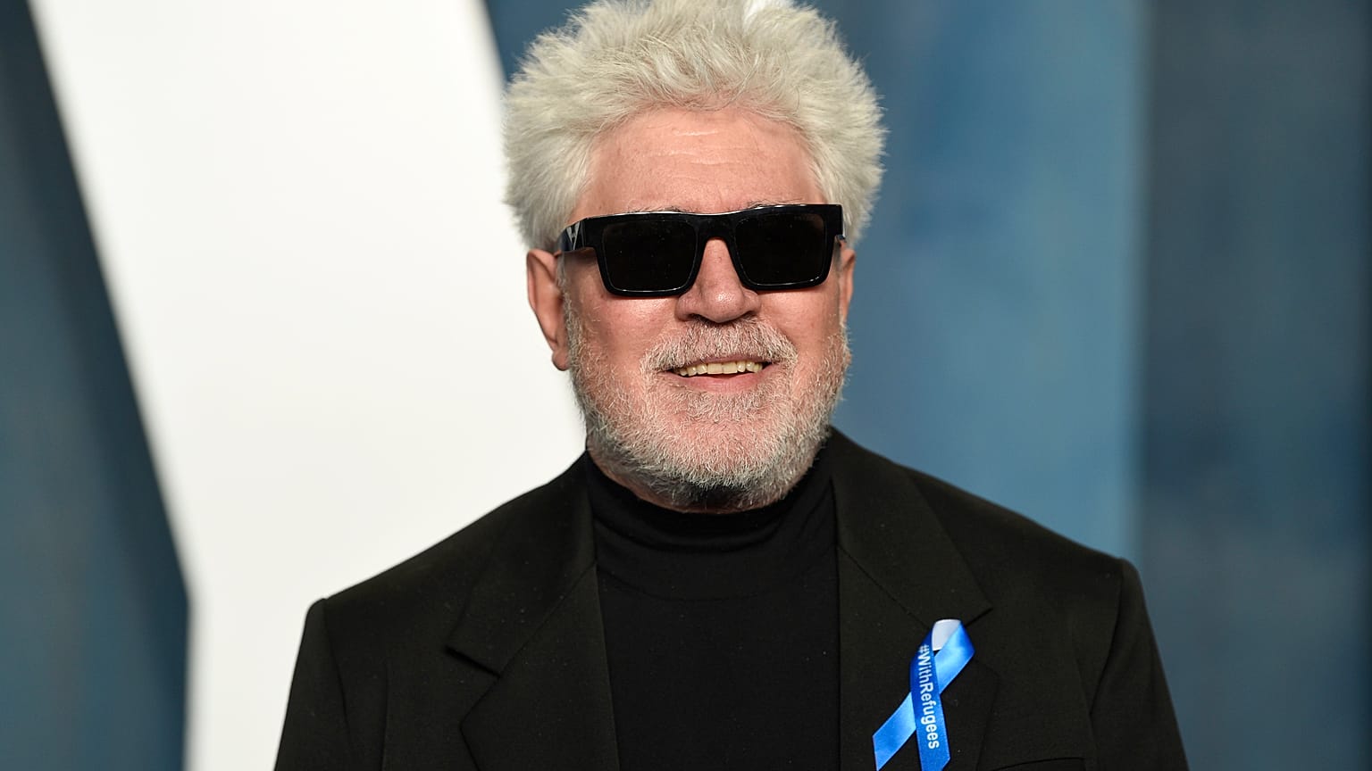 Pedro Almodovar arrives at the Vanity Fair Oscar Party on Sunday, March 27, 2022