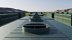 A rendering of a direct air capture array at CarbonCapture's Project Bison facility