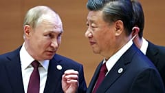 Le président russe Vladimir Poutine et le président chinois Xi Jinping lors du sommet de l'OCS à Samarcande, en Ouzbékistan, le vendredi 16 septembre 2022.