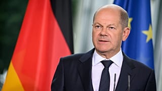 German Chancellor Olaf Scholz speaks during a news conference, 14 September 2022.
