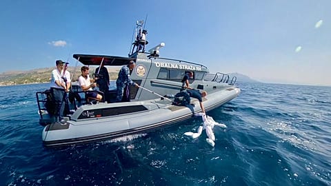 Croatian coast guard performs a search and rescue exercise at COASTEX-22 near Split