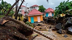 Dégâts dû à la tempête Fiona à Capesterre-Belle-Eau, sur l'île française de la Guadeloupe, 17/09/2022. 