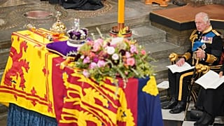 Le cercueil de la reine Elizabeth II et le roi Charles III, le 18/09/2022