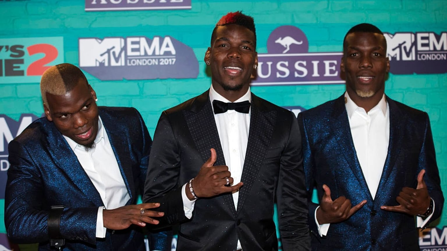 Soccer players Mathias Pogba, from left, Paul Pogba and Florentin Pogba