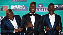 Soccer players Mathias Pogba, from left, Paul Pogba and Florentin Pogba