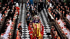 The coffin of Queen Elizabeth II is carried out of Westminster Abbey. Monday, 19 September 2022.