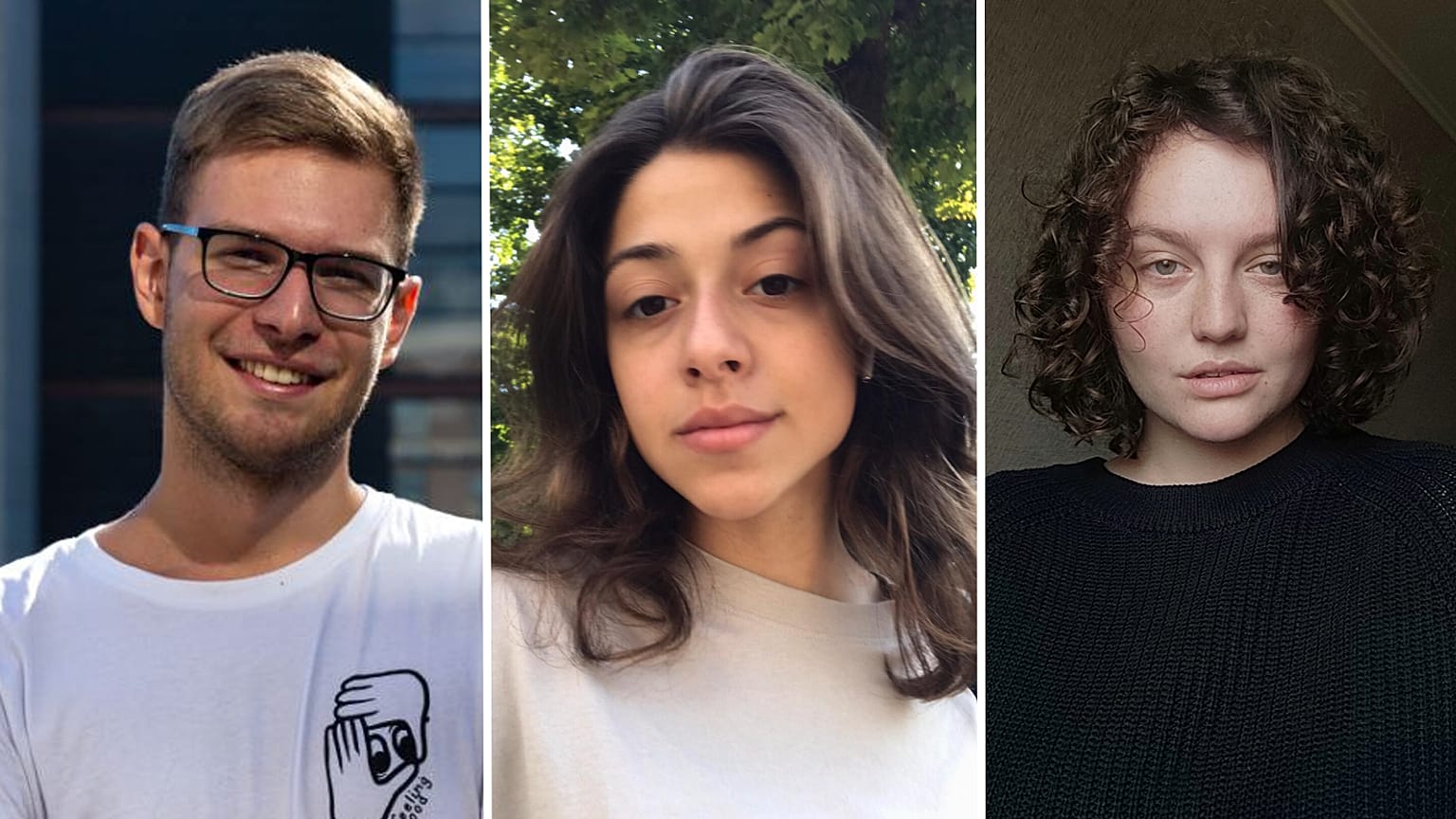 Marko Mazepa, 19, left; Maria Chernova, 17, centre; Vlada Yurevych, 19, right.