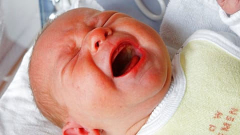 FILE - Wednesday, Nov. 12, 2008 file photo, a baby cries in its bed in a hospital in Bremen, northern Germany.