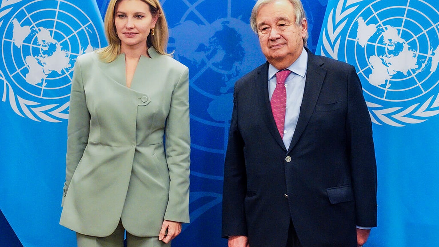 Il Segretario Generale dell'ONU, Guterres, con Olena Zelenska. (New York, 20.9.2022)