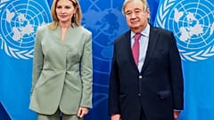 Il Segretario Generale dell'ONU, Guterres, con Olena Zelenska. (New York, 20.9.2022)