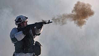 a Russian soldier attends a military exercising at the Golovenki training ground in the Moscow region, Russia