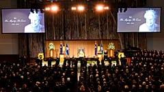 Γενική άποψη του εθνικού μνημόσυνου για τη βασίλισσα Ελισάβετ Β' στο Κοινοβούλιο στην Καμπέρα
