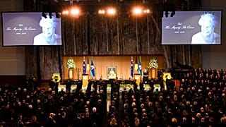 Γενική άποψη του εθνικού μνημόσυνου για τη βασίλισσα Ελισάβετ Β' στο Κοινοβούλιο στην Καμπέρα