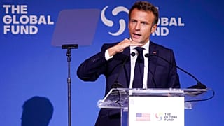 الرئيس الفرنسي إيمانويل ماكرون خلال المؤتمر السابع لتجديد موارد الصندوق العالمي، نيويورك، 21 سبتمبر 2022.