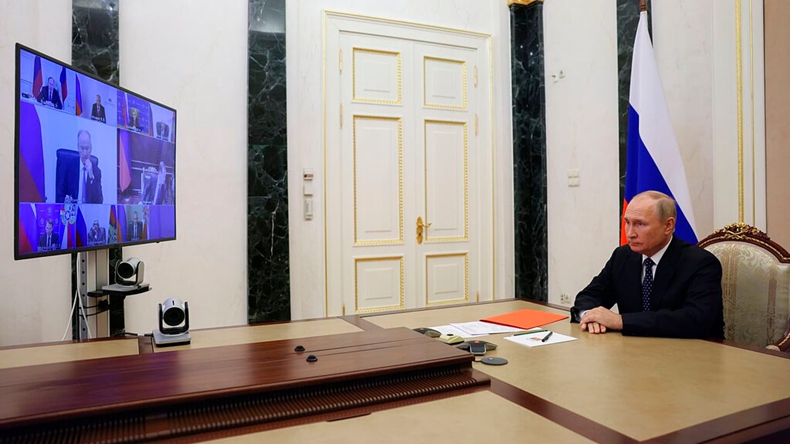 Vladímir Putin en una videoconferencia