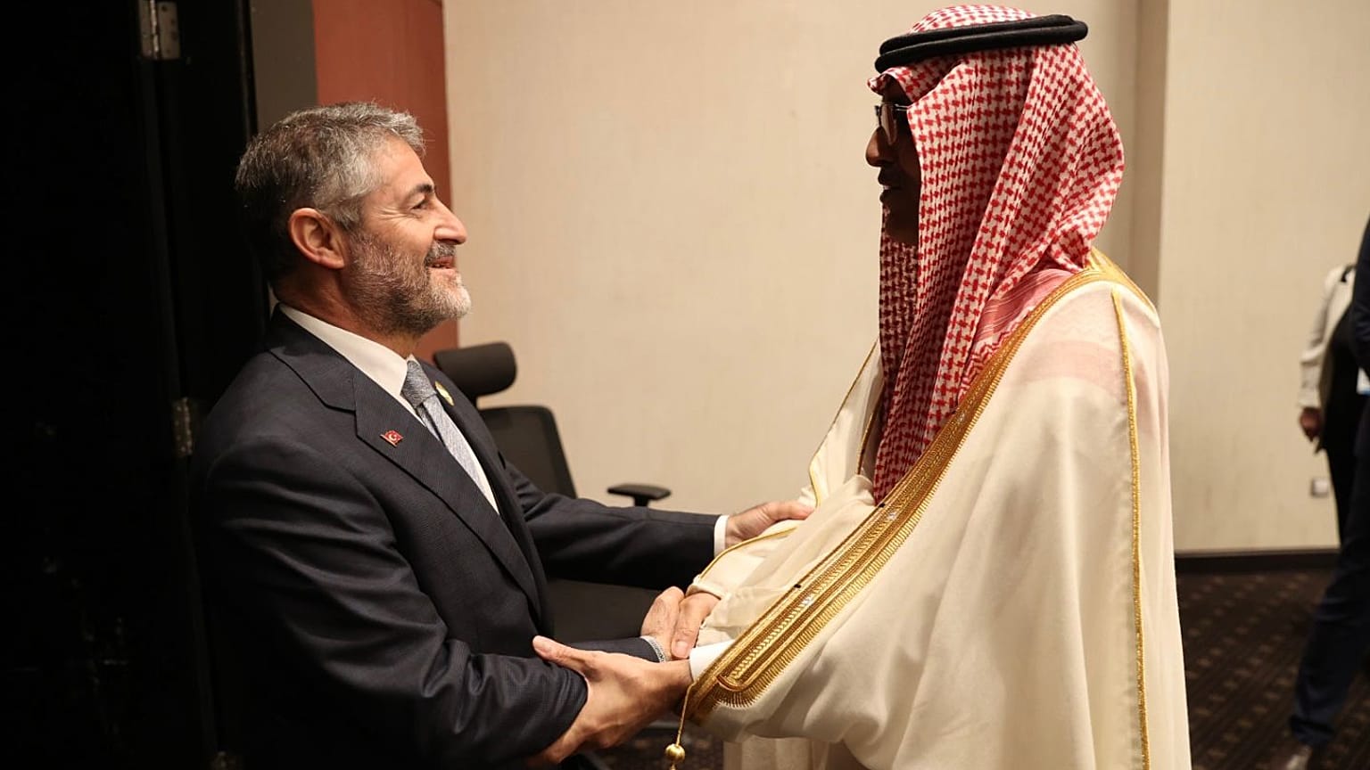 Hazine ve Maliye Bakanı Nureddin Nebati, haziran ayı başında Suudi Arabistan Maliye Bakanı Mohammed Bin Abdullah Al-Jadaan (sağda) ile bir araya gelmişti.