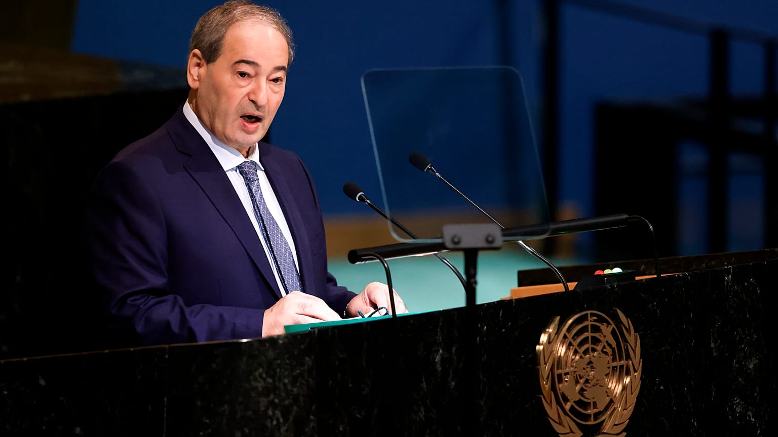وزير خارجية سوريا فيصل المقداد يلقي كلمة أمام الدورة السابعة والسبعين للجمعية العامة للأمم المتحدة، في مقر الأمم المتحدة