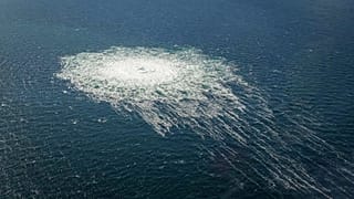 The gas leak from Nord Stream, seen near the island of Bornholm.