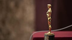 The Oscar for Best International Feature Film is pictured in Tokyo, 5 April, 2022.