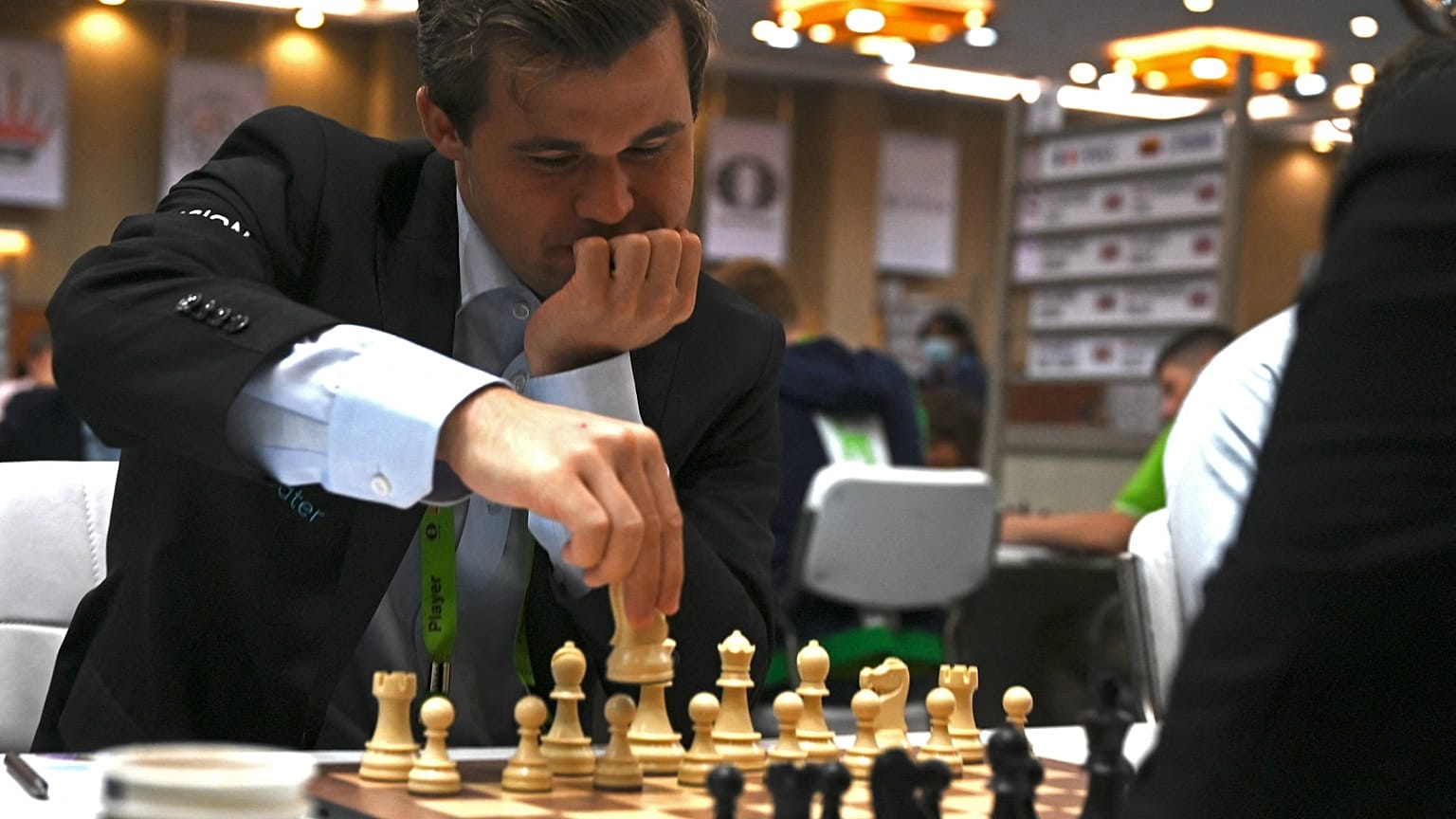 Archives : Magnus Carlsen, lors d'un tournoi organisé à Mahabalipuram, en Inde, le 8 août 2022