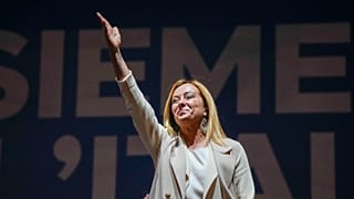 Brothers of Italy's Giorgia Meloni attends the center-right coalition closing rally in Rome, 22 September 2022