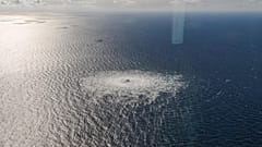 Gas leak at Nord Stream 2 as seen from the Danish F-16 interceptor on Bornholm, Denmark, 27 September 2022.