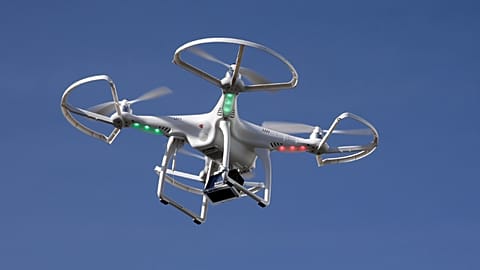 A drone flies at the International Consumer Electronics Show in Las Vegas, Jan. 8, 2014