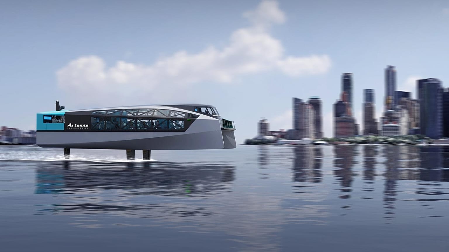 Underwater wings lift the boat out of the water to reduce its impact on the local environment. 