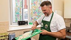 Kenny Tutt cooking at FoodCyle