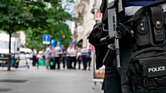 Police cordon off an area in the center of Brussels after an incident in which a van hit a terrace in Brussels in late August 2022