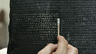The Rosetta Stone undergoes the last stages of its conservation at The British Museum,