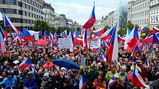 Kormányellenes tüntetés Prágában 2022. szeptember 28-án