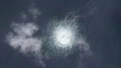 The gas leak from Nord Stream, seen near the island of Bornholm, Denmark on Sept 27, 2022