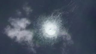 The gas leak from Nord Stream, seen near the island of Bornholm, Denmark on Sept 27, 2022
