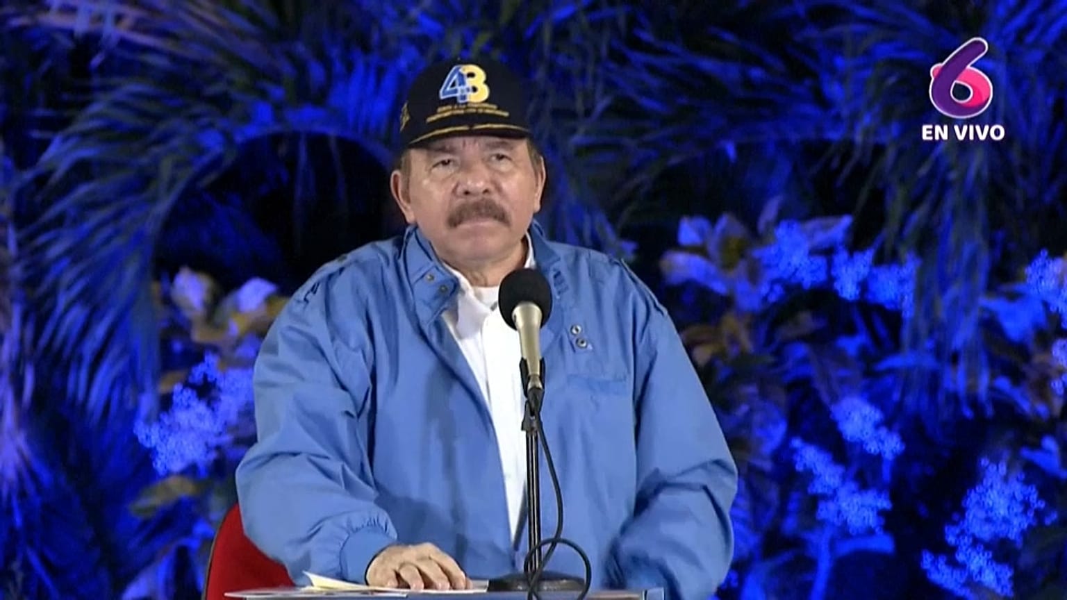 Daniel Ortega durante su discurso en el 43 aniversario de la Policía Nacional del país. 