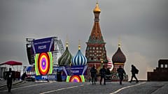 In Moskau wird die Bühne für die Annexions-Feier aufgebaut.