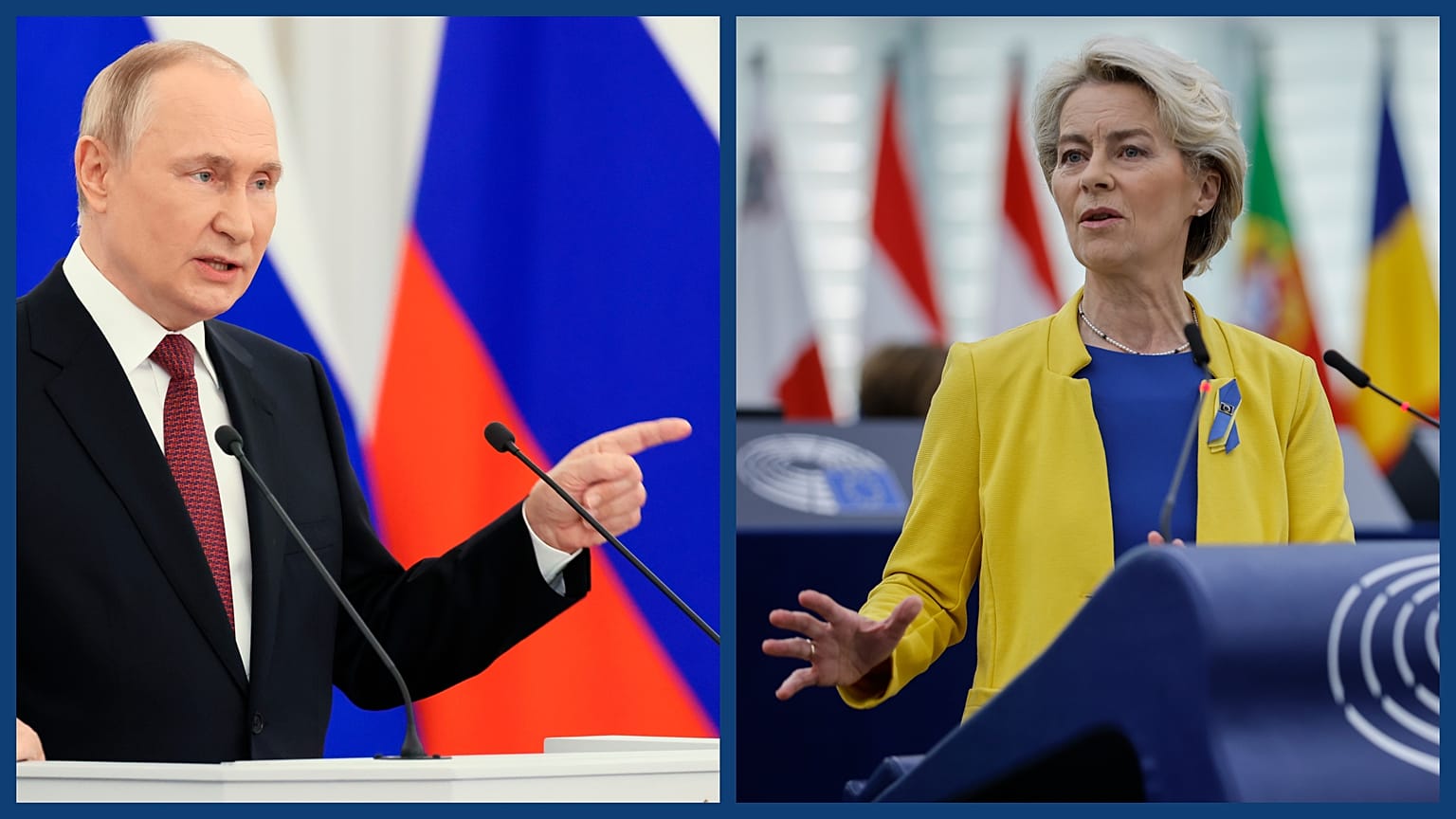 Vlagyimir Putyin és Ursula von der Leyen 